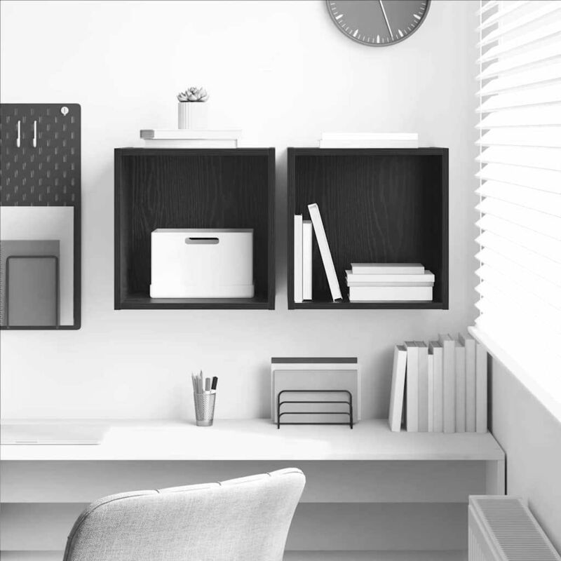 Wall Cabinet 2 pcs Black Oak 37 x 37 x 37 cm Engineered wood Vidaxl