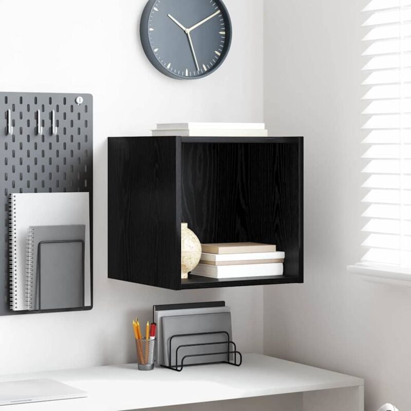 Wall Cabinet Black oak 37 x 37 x 37 cm Engineered wood Vidaxl