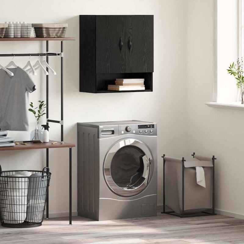 Wall Cabinet Black oak 60 x 31 x 70 cm Engineered wood Vidaxl