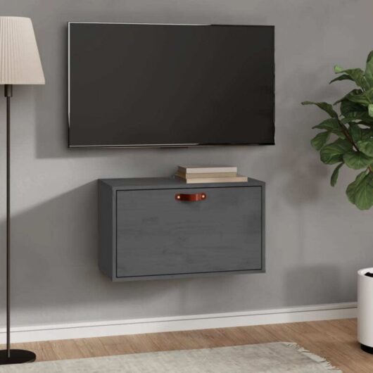Wall Cabinet Grey 60x30x35 cm Solid Wood Pine Vidaxl