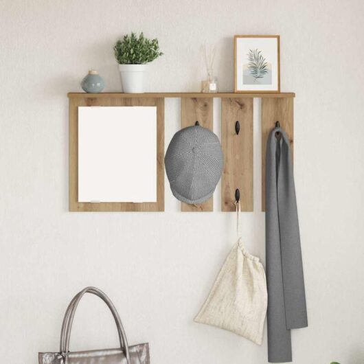 Wall-Mounted Coat Rack with Shelf Artisan oak 85 x 10 x 45 cm Vidaxl