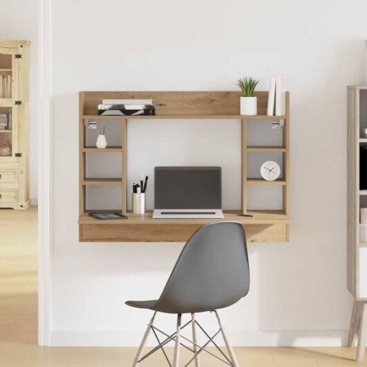 Wall-Mounted Desk Artisan oak 105 x 48 x 75 cm Engineered wood vidaXL