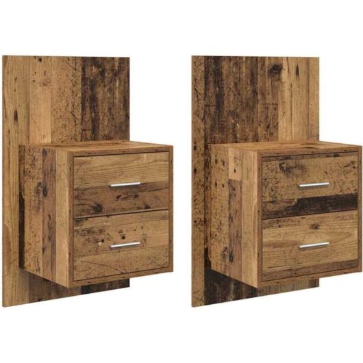 Wall-mounted Bedside Cabinet 2 pcs Old Wood 48.5 x 32.5 x 80 cm vidaXL