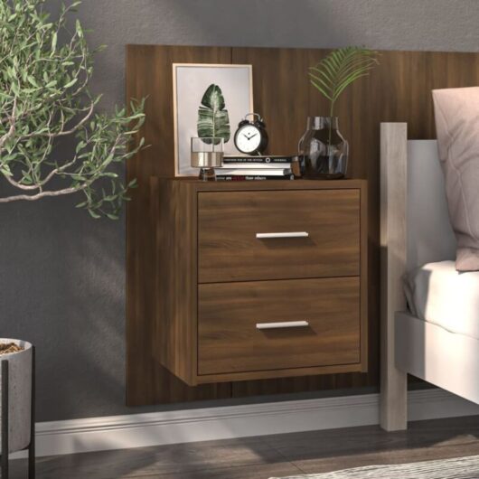 Wall-mounted Bedside Cabinet Brown Oak Vidaxl
