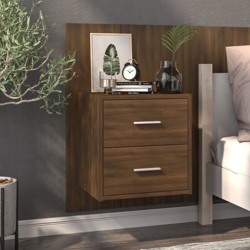 Wall-mounted Bedside Cabinet Brown Oak Vidaxl