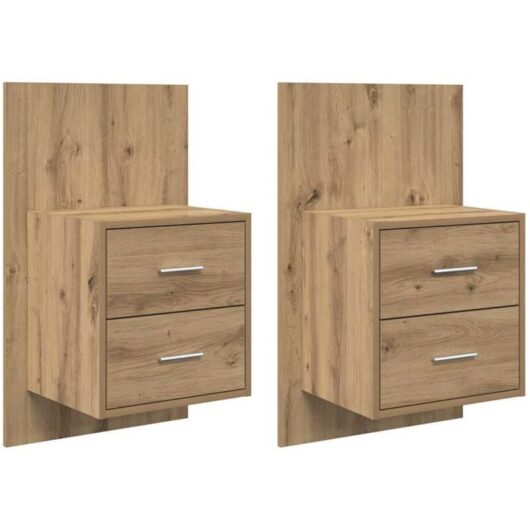 Wall-mounted Bedside Cabinet with Drawer 2 pcs Artisan Oak vidaXL