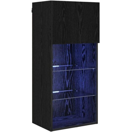 Wall-mounted TV Cabinet Wall-mounted Black Oak Engineered Wood vidaXL