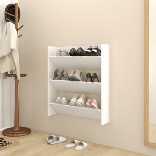 Walpi Wooden Wall Shoe Storage Rack In White
