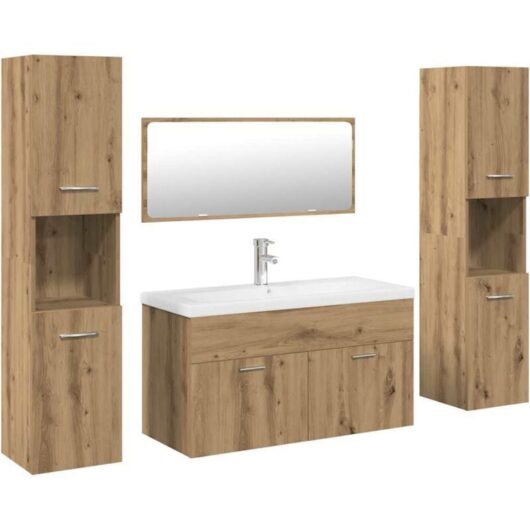 5 Piece Bathroom Furniture Set Artisan Oak Engineered Wood vidaXL