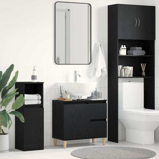 Bathroom Cabinet Black Oak 65 x 33 x 60 cm Engineered Wood vidaXL