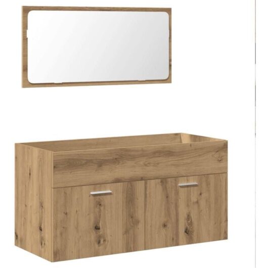 Bathroom Cabinet with Mirror Artisan Oak Engineered Wood Vidaxl