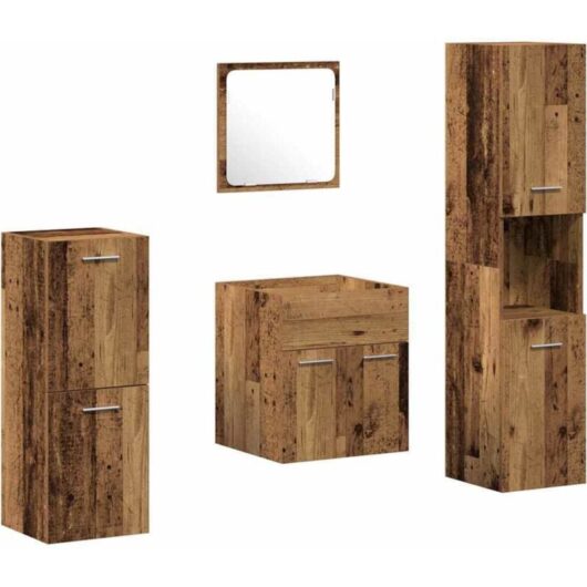 Bathroom Furniture Set 4 pcs Old Wood 30 x 30 x 130 cm Vidaxl