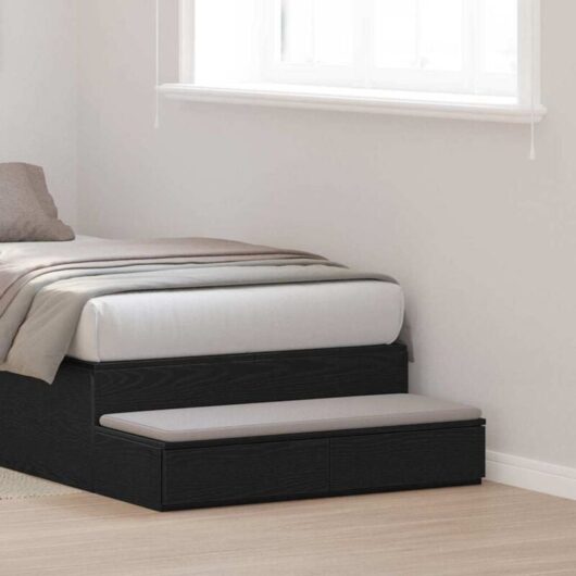 Bed Drawers Black oak 75 x 36.5 x 16.5 cm Engineered wood Vidaxl