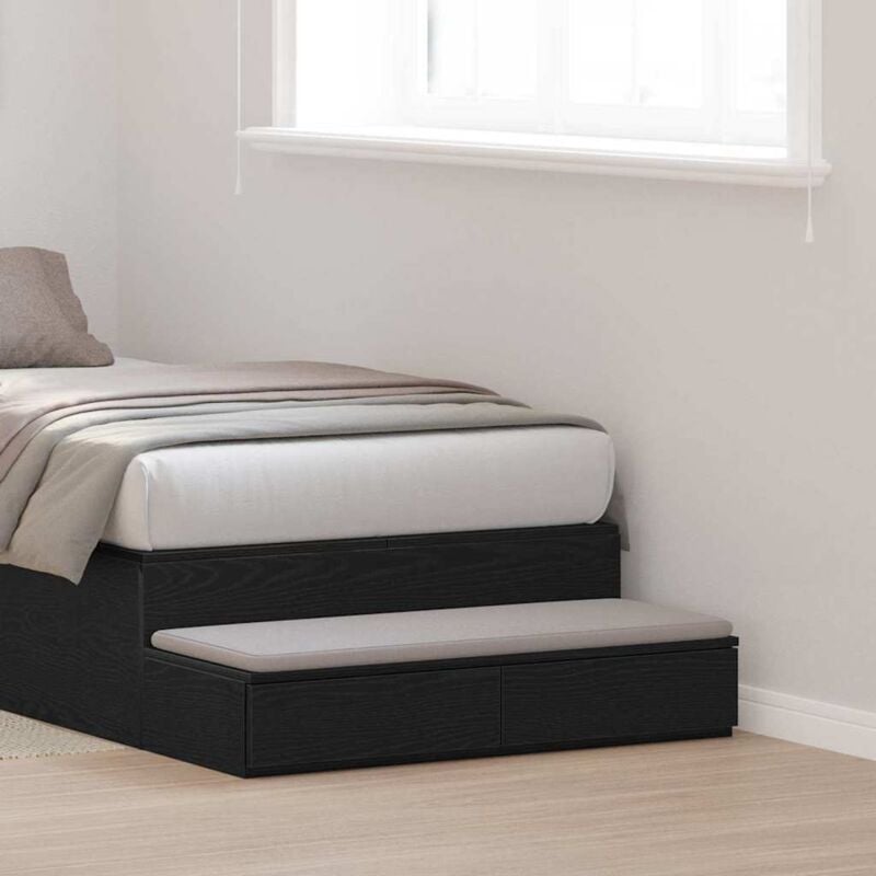 Bed Drawers Black oak 75 x 36.5 x 16.5 cm Engineered wood Vidaxl