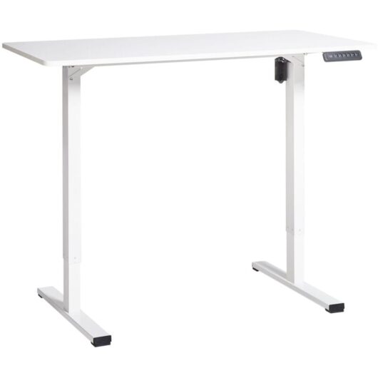 Beliani - Electric Adjustable Standing Desk Modern Square Feet 120 x 60 cm White Top and Base Tavares
