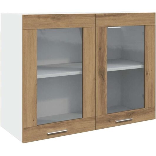 Hanging Glass Cabinet Lyon Artisan Oak 80x31x60 cm Engineered Wood Vidaxl