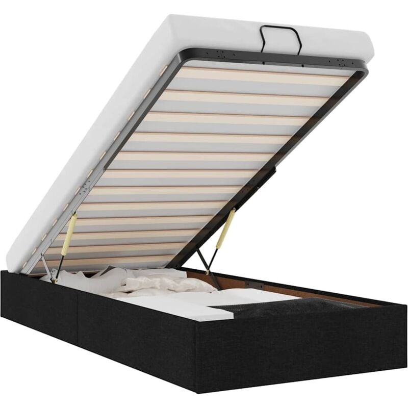 Ottoman Bed Frame without Mattress Black Single Fabric vidaXL