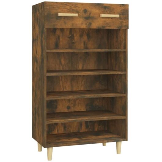 Shoe Cabinet Smoked Oak 60x35x105 cm Engineered Wood vidaXL