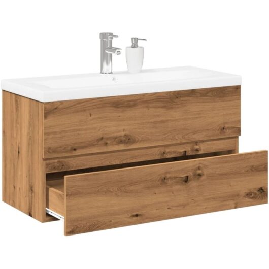 Sink Cabinet with Built-in Basin Artisan Oak vidaXL