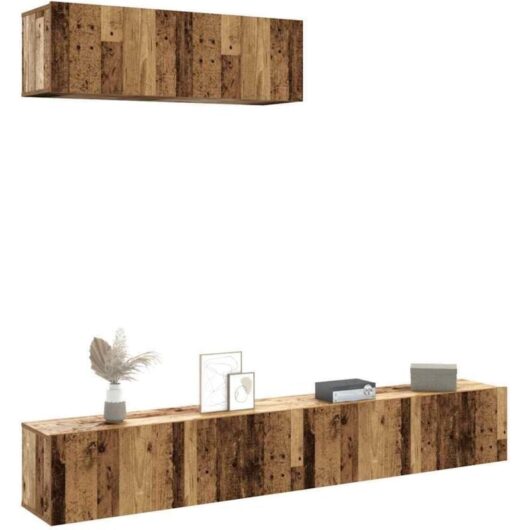 Vidaxl - Wall Mounted tv Cabinets 3 pcs Old Wood 100x30x30 cm Engineered Wood