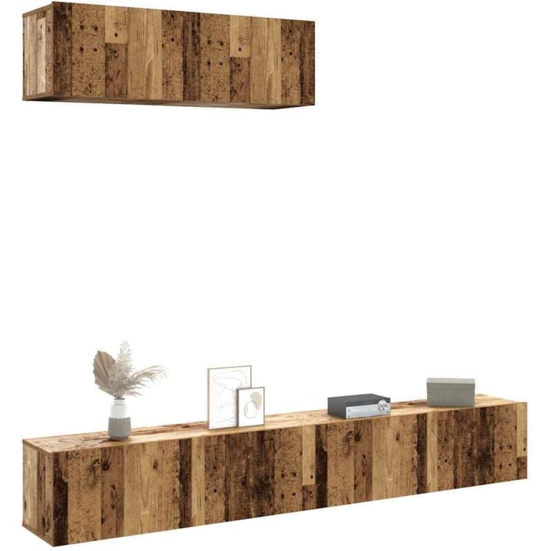 Vidaxl - Wall Mounted tv Cabinets 3 pcs Old Wood 100x30x30 cm Engineered Wood