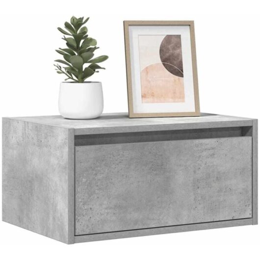 Vidaxl - Wall-mounted Bedside Cabinet with led Lights Concrete Grey