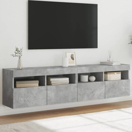 Vidaxl - tv Wall Cabinets with led Lights 2 pcs Concrete Grey 80x30x40 cm
