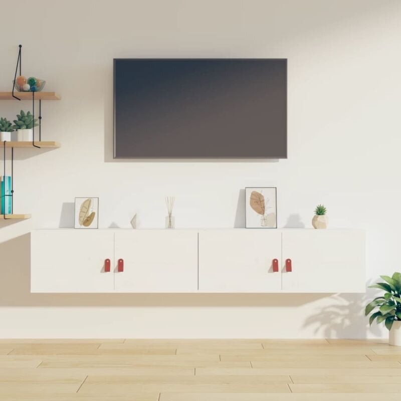 Wall Cabinets 2 pcs White 80x30x30 cm Solid Wood Pine Vidaxl