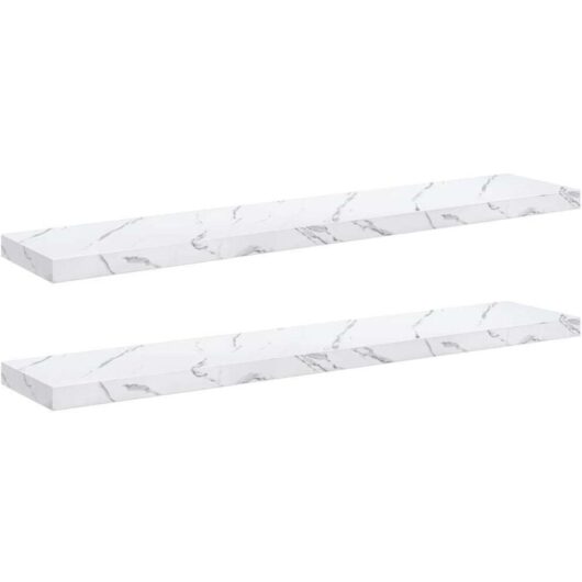 Wall Shelf 2 pcs White Marble 120 x 23.5 x 4 cm Engineered Wood vidaXL