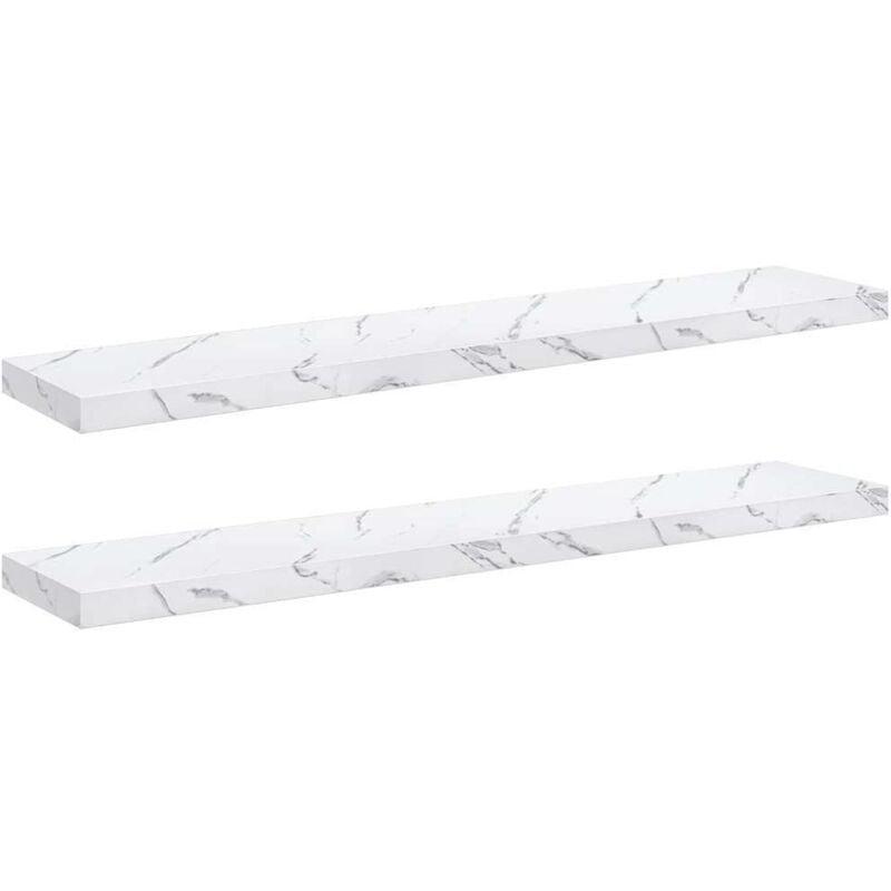 Wall Shelf 2 pcs White Marble 120 x 23.5 x 4 cm Engineered Wood vidaXL