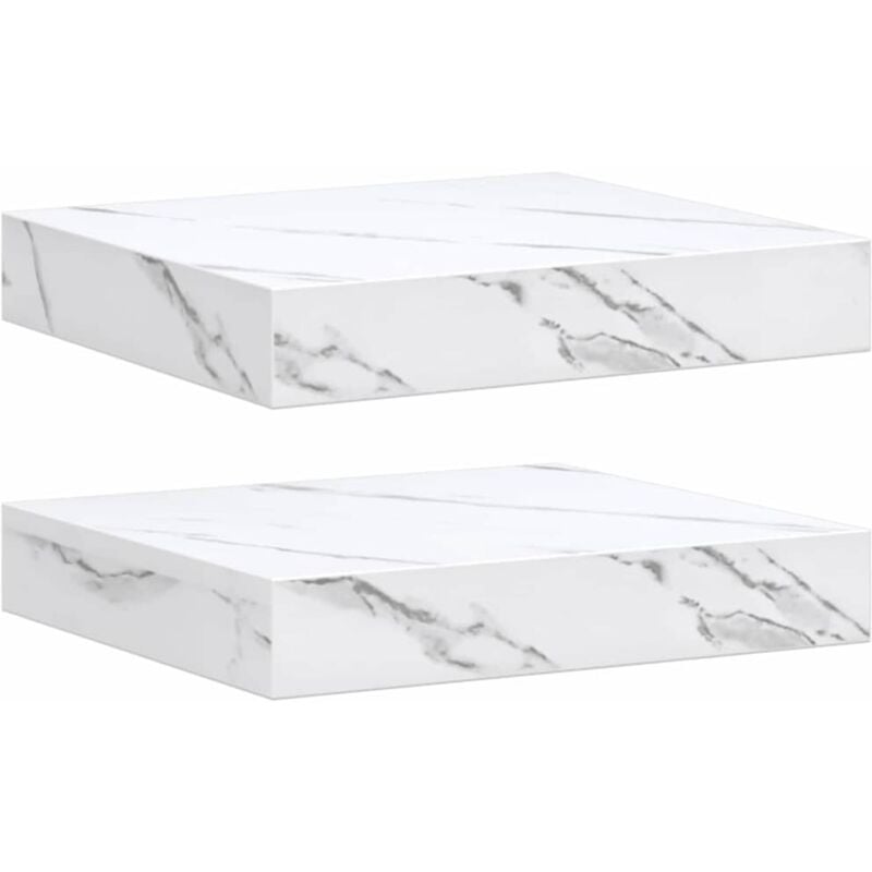 Wall Shelf 2 pcs White Marble 23 x 23.5 x 4 cm Engineered Wood vidaXL