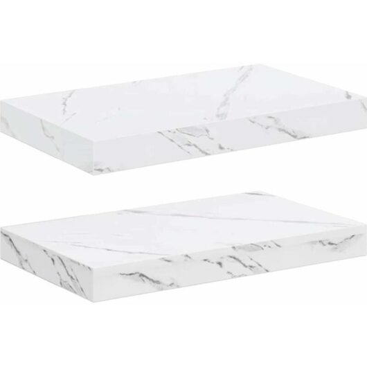 Wall Shelf 2 pcs White Marble 40 x 23.5 x 4 cm Engineered Wood vidaXL