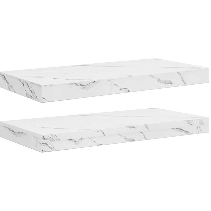 Wall Shelf 2 pcs White Marble 50 x 23.5 x 4 cm Engineered Wood vidaXL