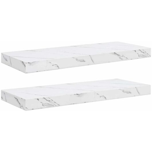 Wall Shelf 2 pcs White Marble 60 x 23.5 x 4 cm Engineered Wood vidaXL