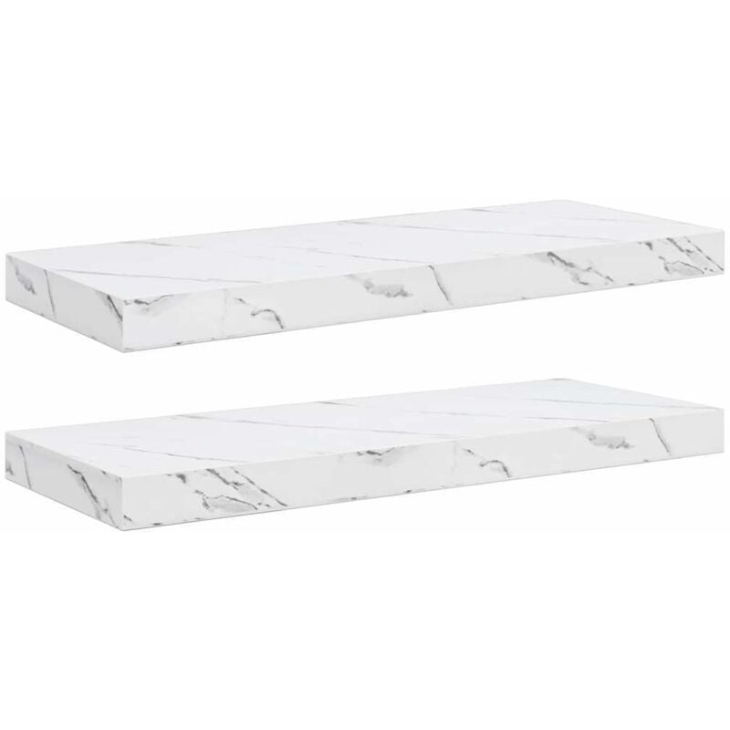 Wall Shelf 2 pcs White Marble 60 x 23.5 x 4 cm Engineered Wood vidaXL
