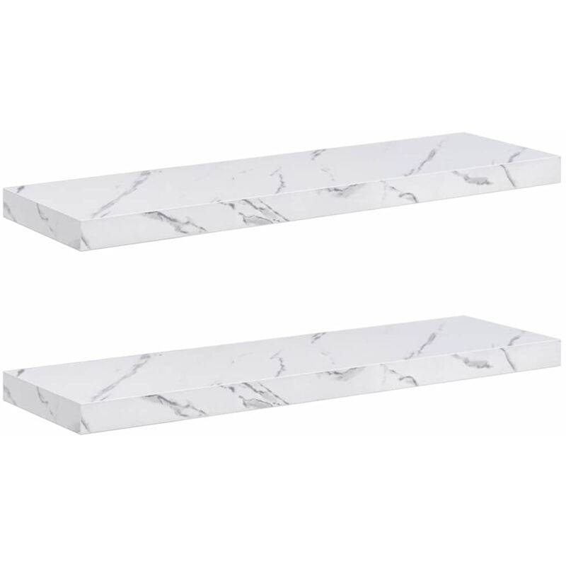 Wall Shelf 2 pcs White Marble 80 x 23.5 x 4 cm Engineered Wood vidaXL