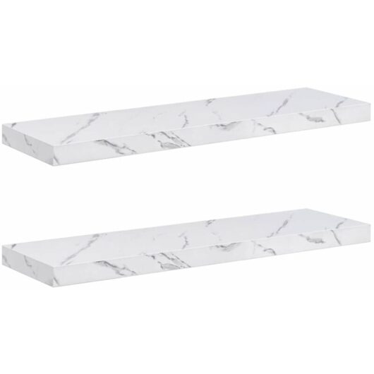Wall Shelf 2 pcs White Marble 90 x 23.5 x 4 cm Engineered Wood vidaXL
