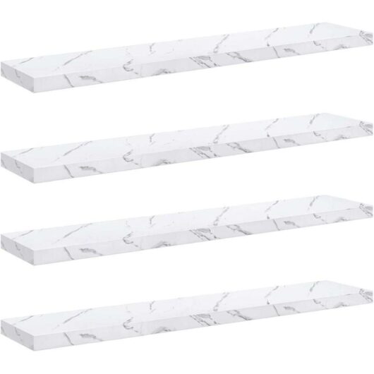 Wall Shelf 4 pcs White Marble 120 x 23.5 x 4 cm Engineered Wood vidaXL