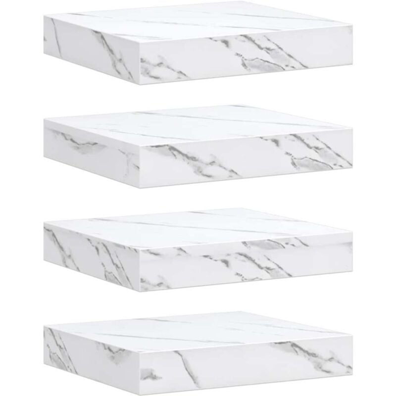Wall Shelf 4 pcs White Marble 23 x 23.5 x 4 cm Engineered Wood vidaXL