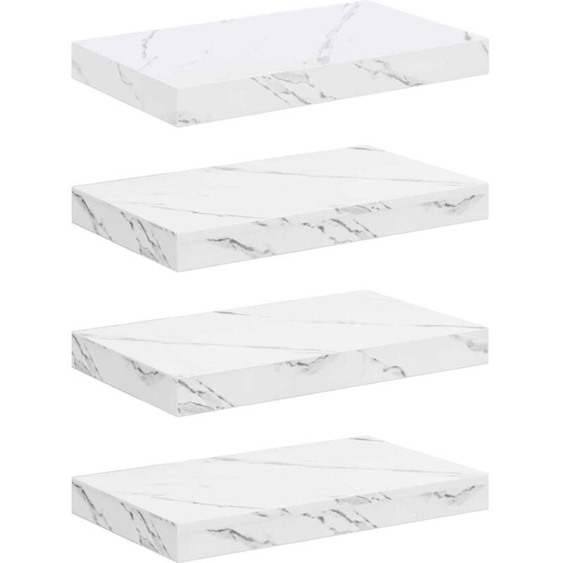 Wall Shelf 4 pcs White Marble 40 x 23.5 x 4 cm Engineered Wood vidaXL