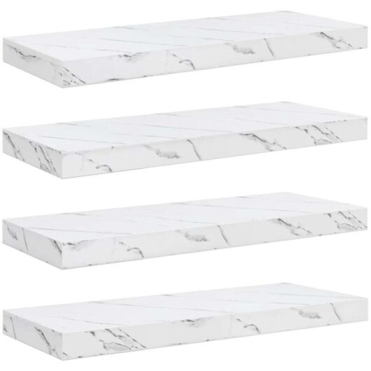 Wall Shelf 4 pcs White Marble 60 x 23 x 4 cm Engineered Wood vidaXL