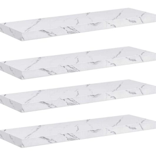 Wall Shelf 4 pcs White Marble 80 x 23.5 x 4 cm Engineered Wood vidaXL