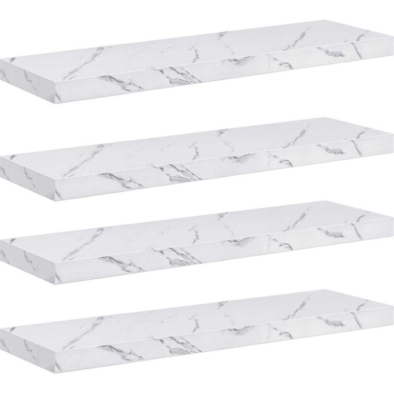Wall Shelf 4 pcs White Marble 90 x 23.5 x 4 cm Engineered Wood vidaXL