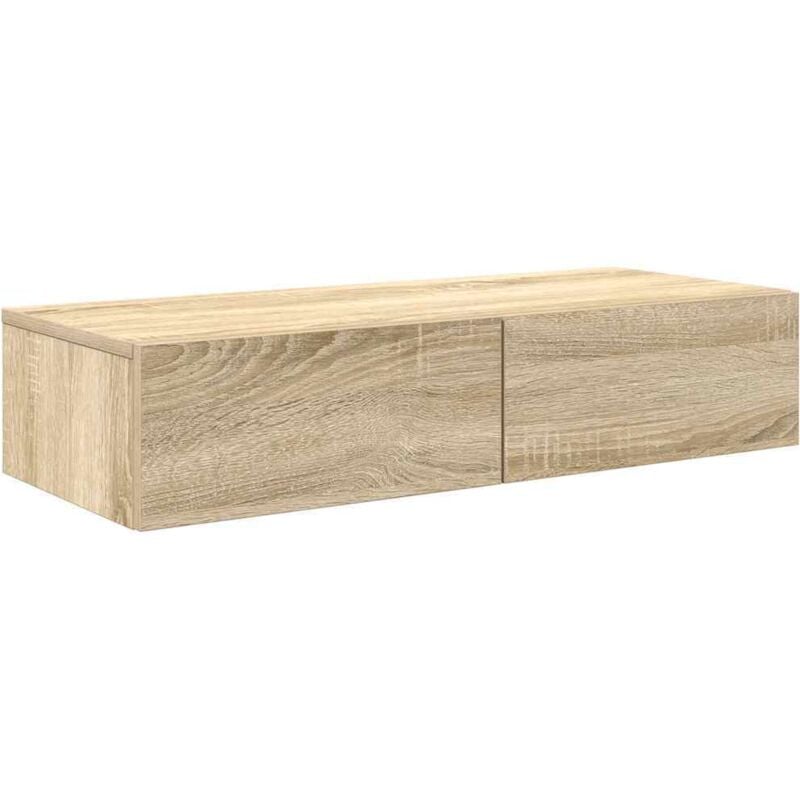 Wall Shelf with Drawers Sonoma Oak 80x33x17 cm Engineered Wood vidaXL