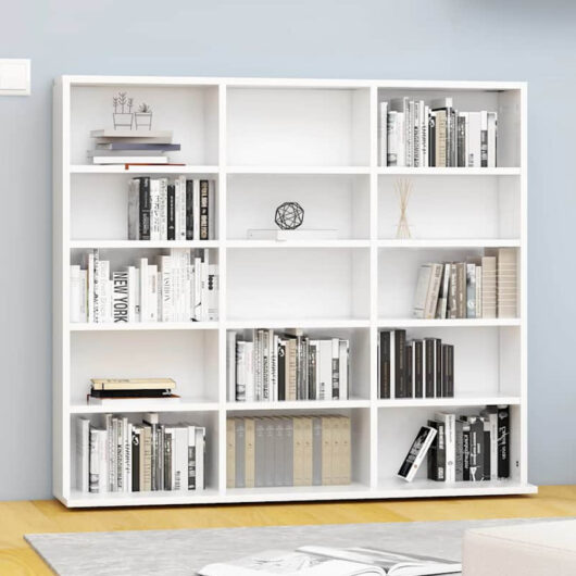 Ypsilanti Wooden Bookcase With 15 Shelves - White