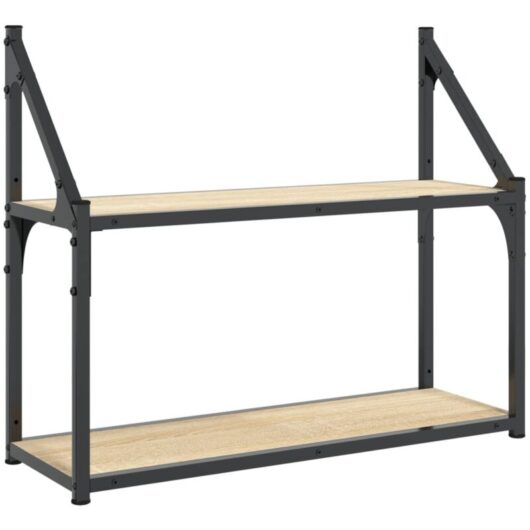 2-Tier Wall Shelf Sonoma Oak 60x21x51 cm Engineered Wood Vidaxl