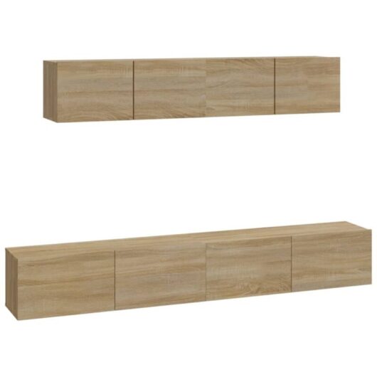 4 Piece TV Cabinet Set Sonoma Oak Engineered Wood vidaXL