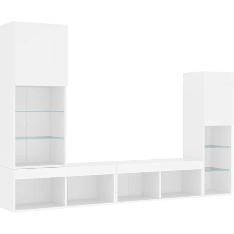 4 Piece TV Wall Units with LED White Engineered Wood vidaXL
