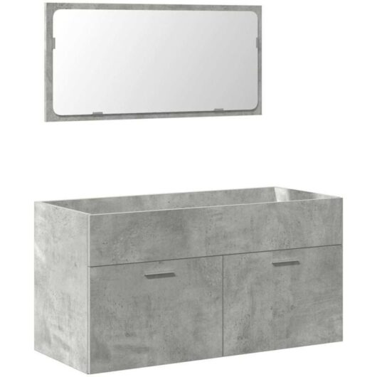 Bathroom Cabinet with Mirror Concrete Grey Engineered Wood vidaXL