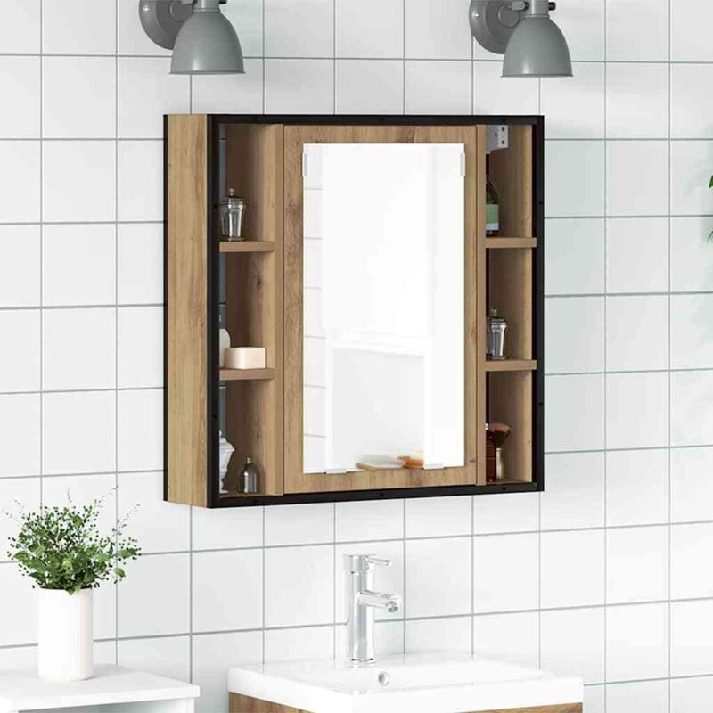 Bathroom Mirror Cabinet Artisan Oak 60x16x60 cm Engineered Wood Vidaxl